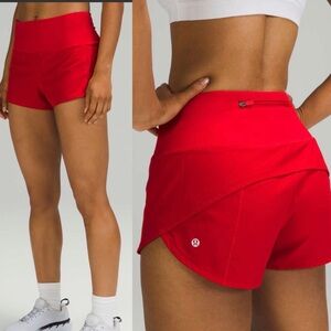 Lululemon Speed Up Shorts Red High Waisted Running Athleisure Workout Size 4